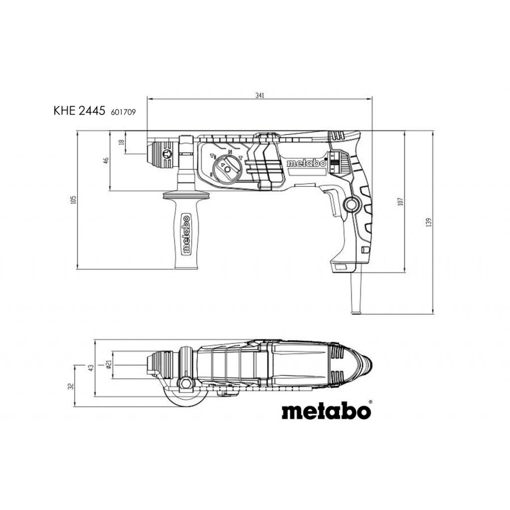 Перфоратор 800W 24mm SDS+ METABO KHE 2445 KOMBI - снимка 2