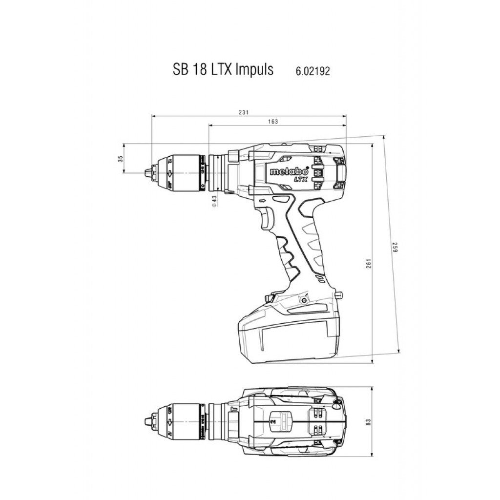 Бормашина акум. ударна 18V 110Nm METABO SB 18 LTX 2x4.0 Ah - снимка 2