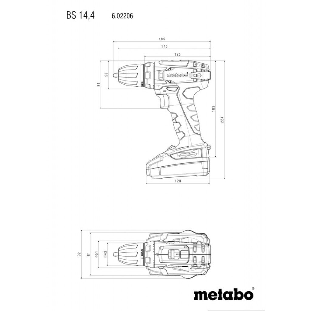 Винтоверт акум. 14.4V 40Nm METABO BS 14.4 2x2.0AH 10mm - снимка 2