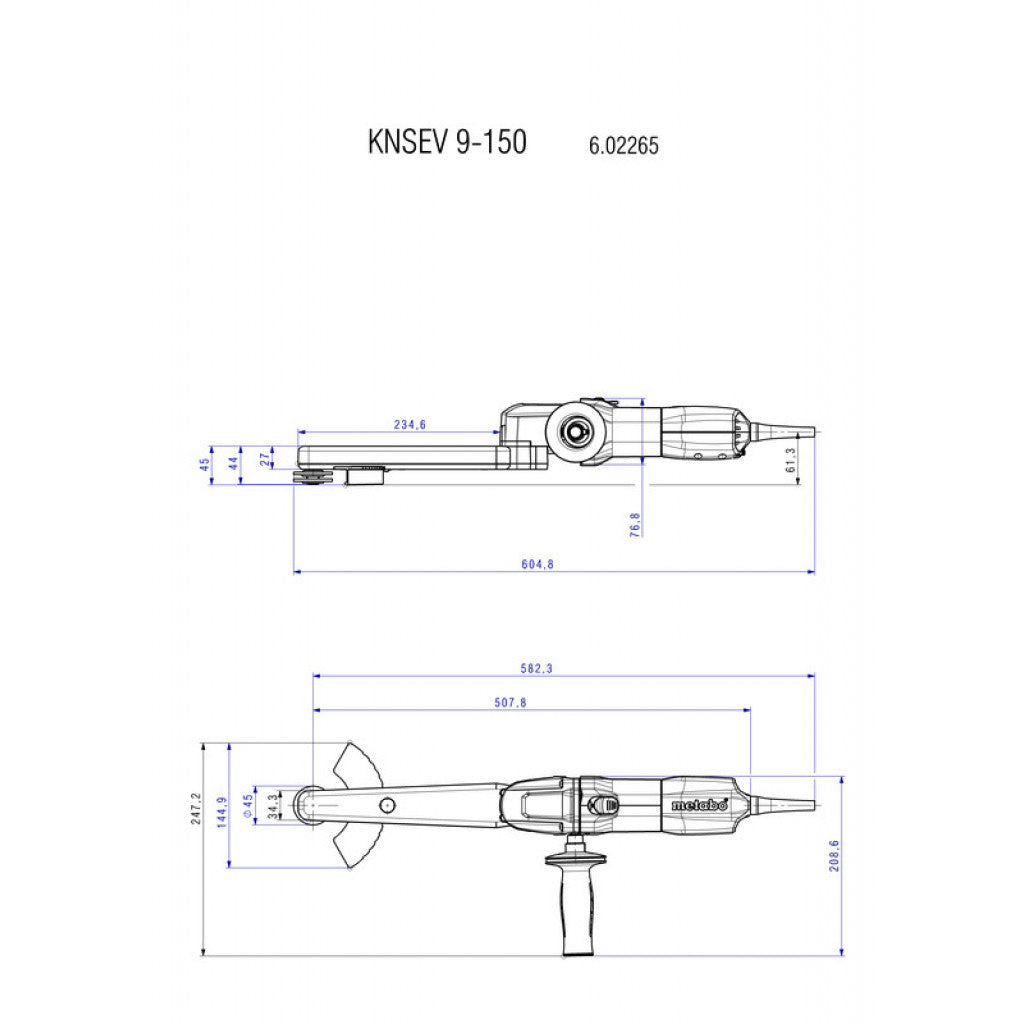 Ъглошлайф удължен 150 mm 950W METABO KNSE 9-150 SET - снимка 2