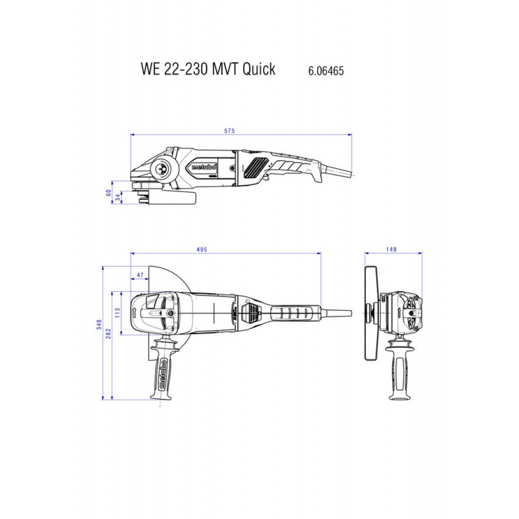 Ъглошлайф 230mm 2200W METABO WE 22-230 MVT - снимка 2