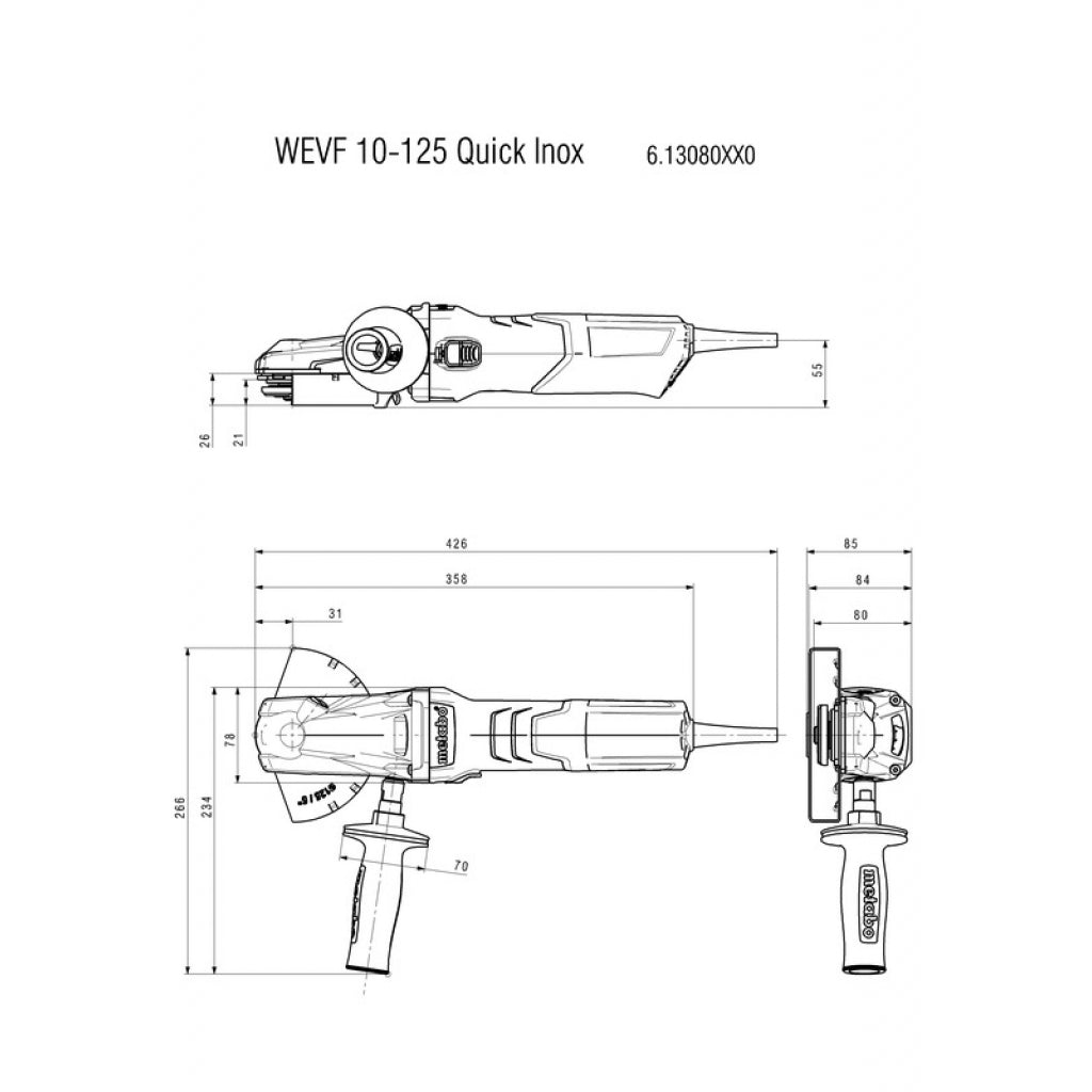 Ъглошлайф 125mm 1000W METABO WEVF 10-125 QUICK INOX - снимка 2