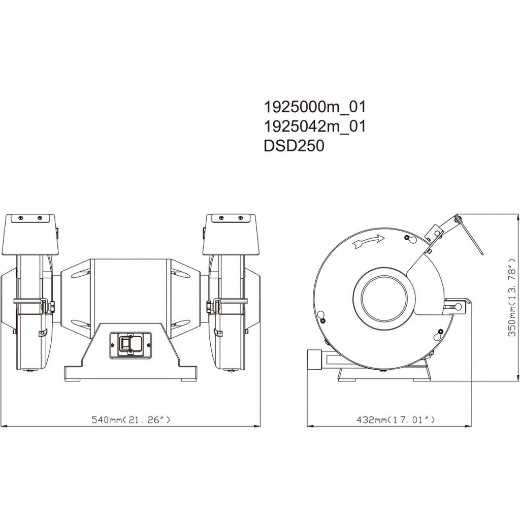 Шмиргел 900W 250mm METABO DSD 250 трифазен - снимка 2