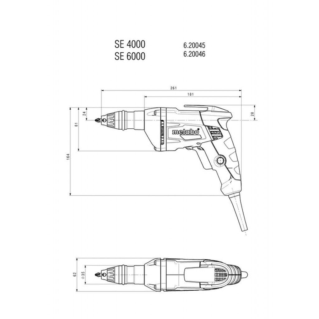 Винтоверт ел. за гипсокартон 600W 4000об/мин METABO SE 4000 - снимка 2