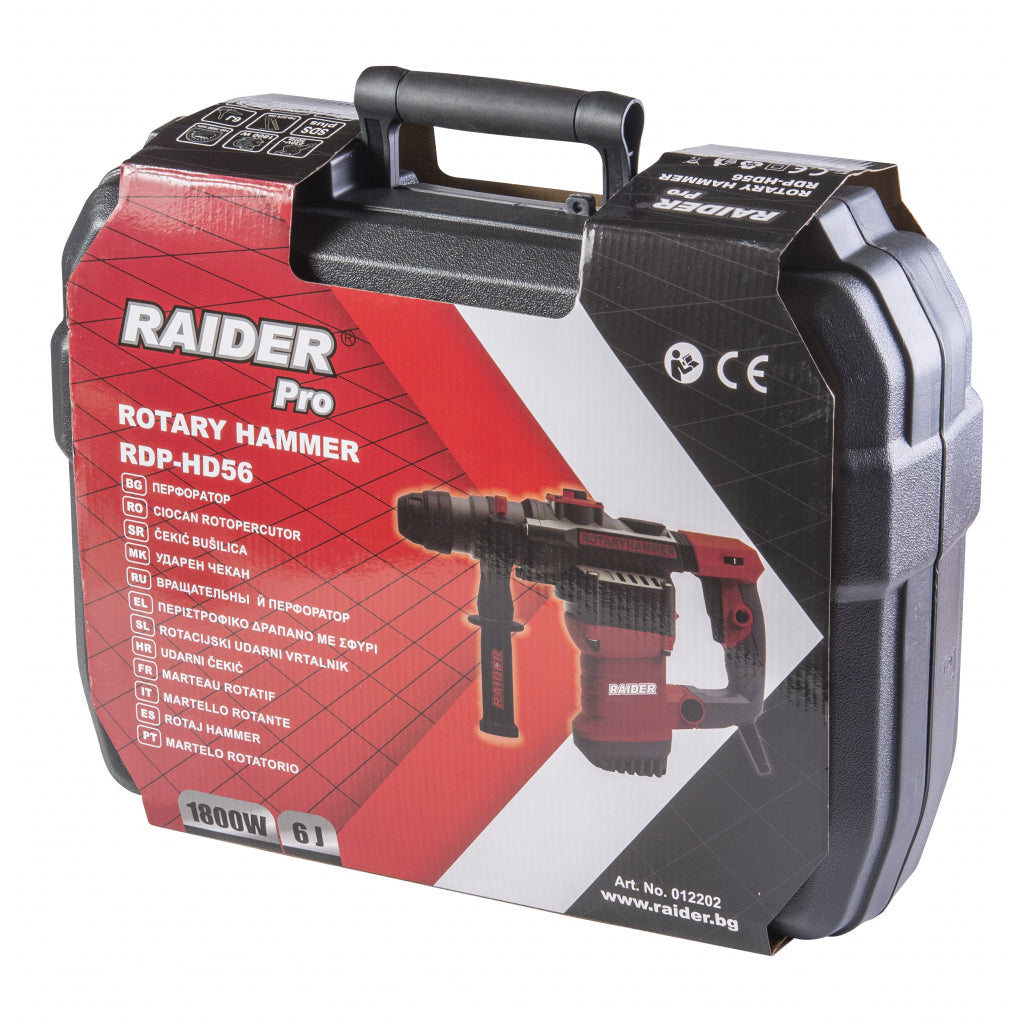 Перфоратор 1800W 35mm SDS-plus 6J рег. обороти RAIDER PRO RDP-HD56 - снимка 3