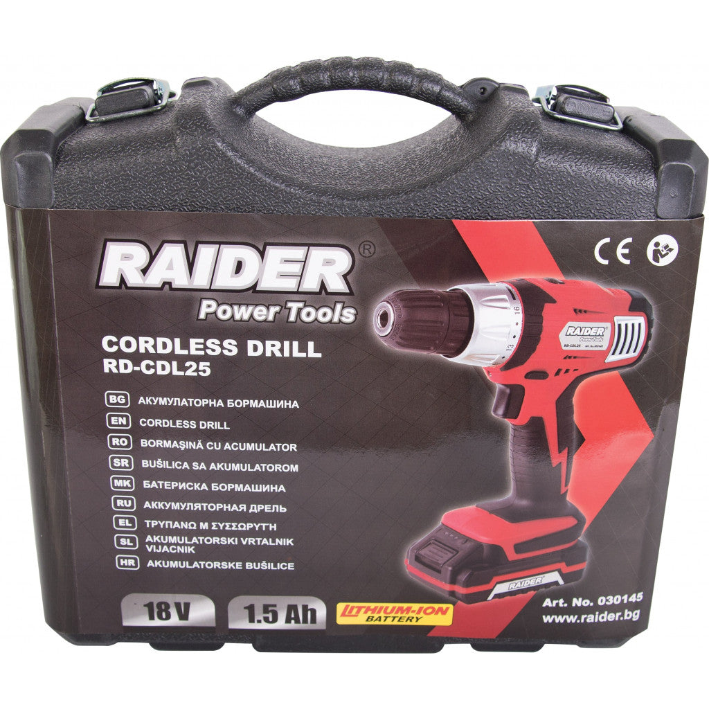 Бормашина акум. Li-ion 18V 2-ск. 1.5Ah 26Nm RAIDER RD-CDL25 - снимка 3