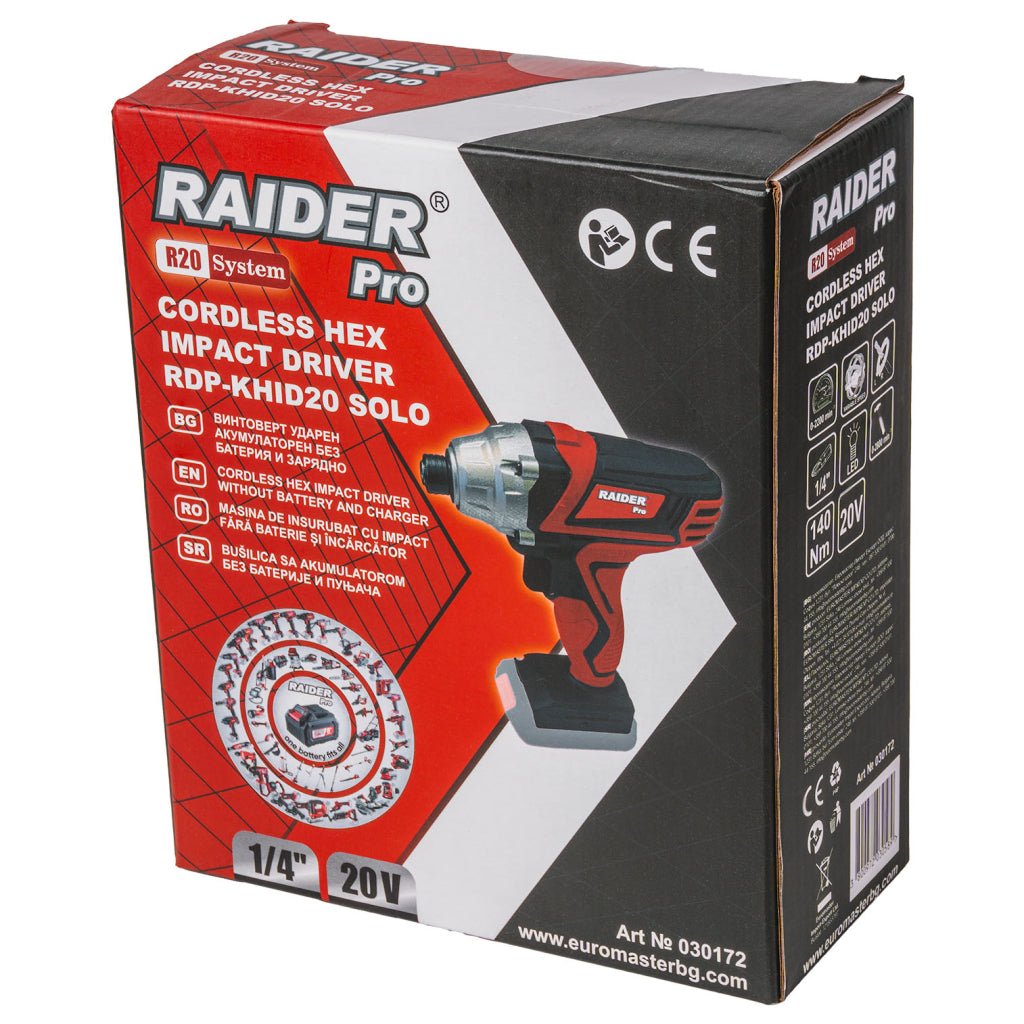 R20 Винтоверт ударен Hex 1/4" 140Nm Solo RAIDER PRO RDP-KHID20 - снимка 3