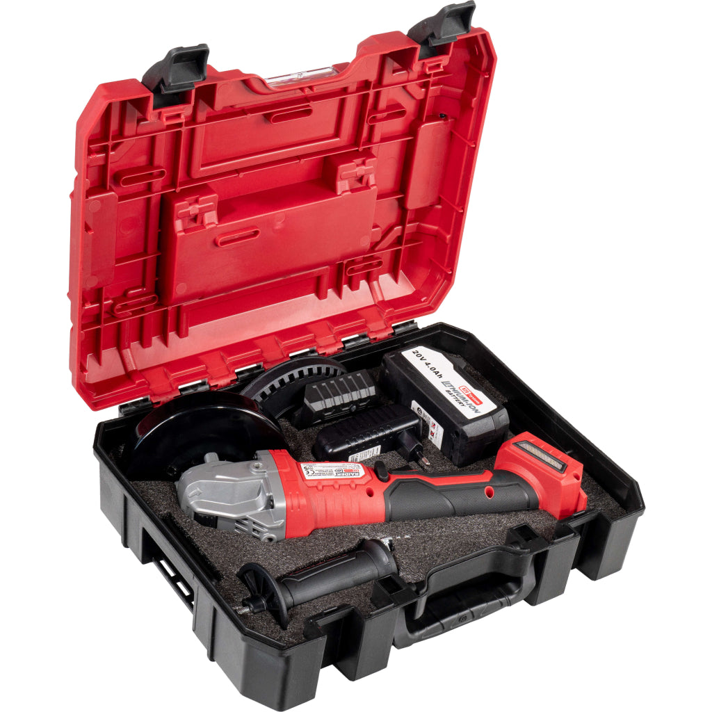 R20 Ъглошлайф акум.безчетков Ø125mm 4Ah в куф. RAIDER PRO RDP-PBAG20Set - снимка 3