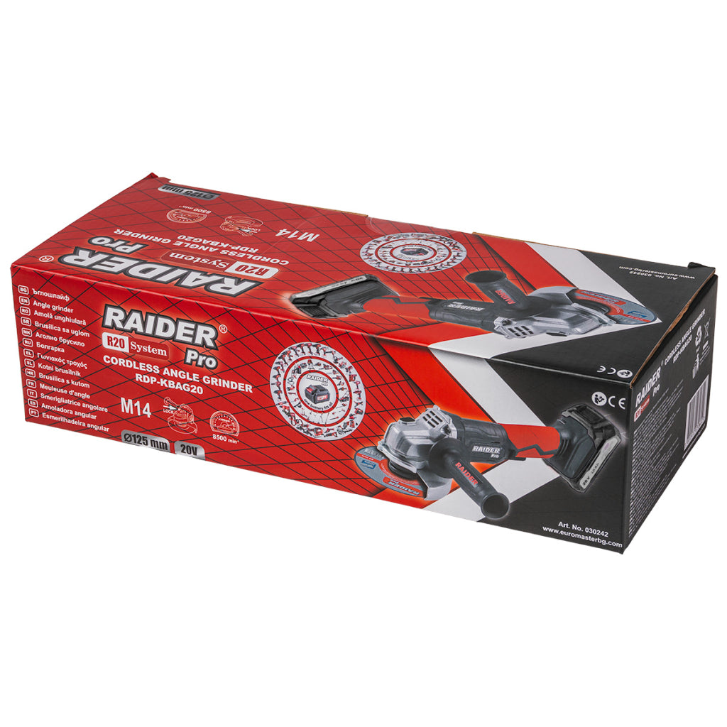 R20 Ъглошлайф Ø125mm 4Ah RAIDER PRO RDP-KBAG20 - снимка 3
