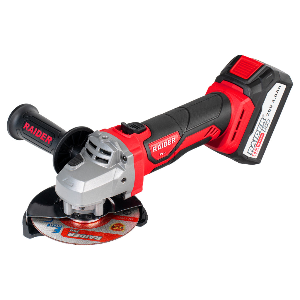 R20 Ъглошлайф Ø125mm 4Ah Case 2 диска RAIDER PRO RDP-SPAG20 Set - снимка 3