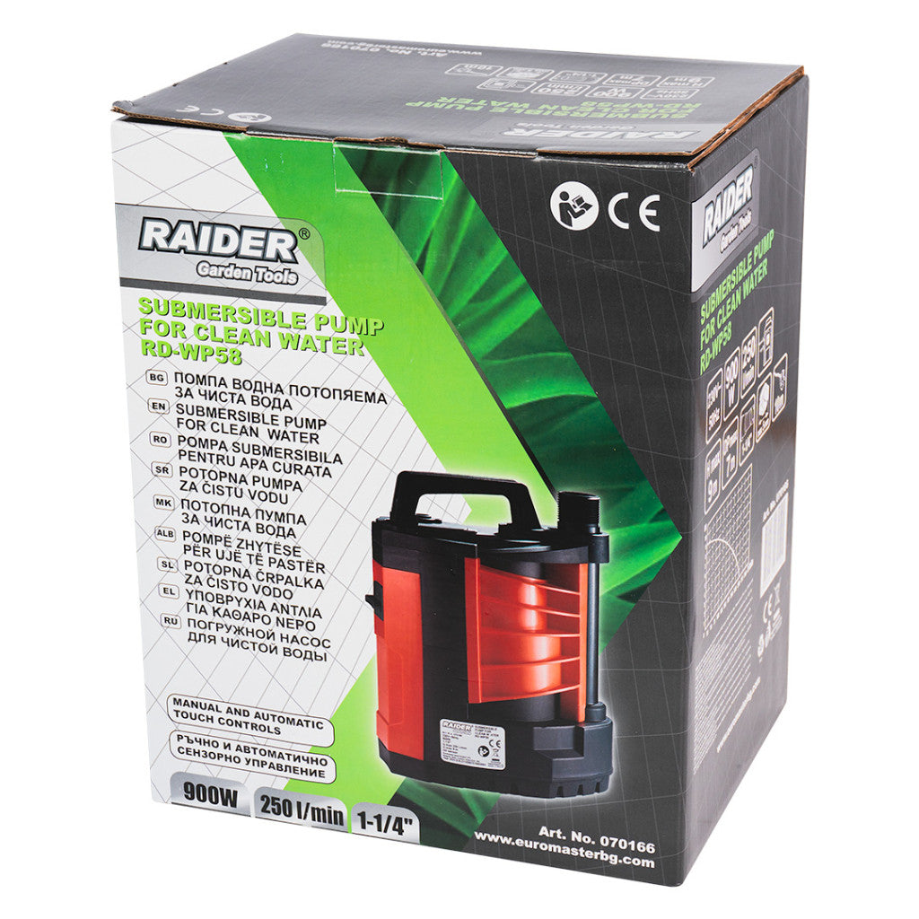 Помпа потопяема 900W 1-1/4"250L/min 9m сензор RAIDER RD-WP58 - снимка 3