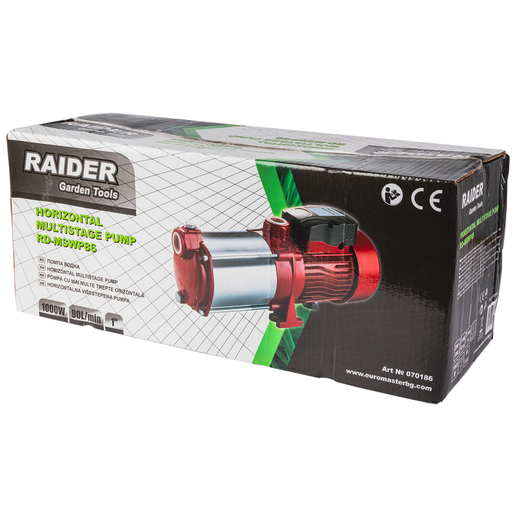 Помпа водна 5T 1000W 1" 90L/min 58m RAIDER RD-MSWP86 - снимка 3