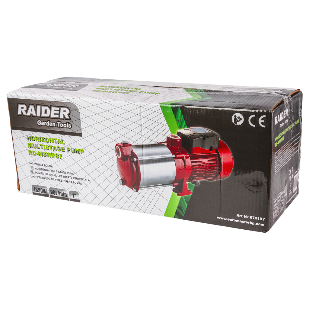 Помпа водна 6T 1350W 1" 90L/min 70m RAIDER RD-MSWP87 - снимка 3