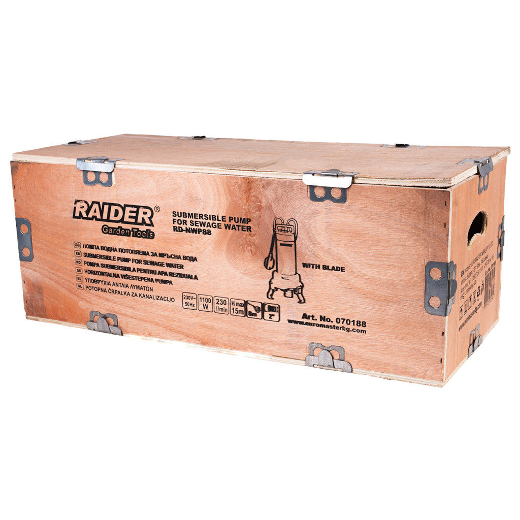 Помпа водна мръсна вода 1100W2"230L/min15m нож INOX RAIDER RD-NWP88 - снимка 3