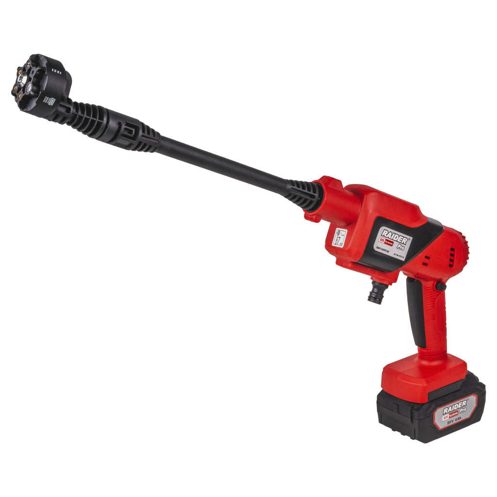 R20 Водоструйка 2,5MPa 3,3L/min 4Ah 6в1 дюза RAIDER PRO RDP-CHPC20 - снимка 3