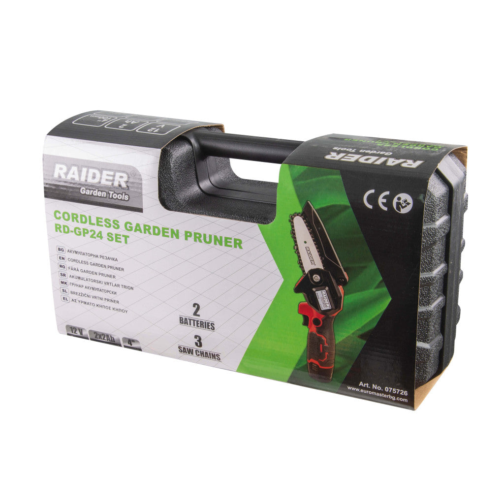 Резачка акум. 12V 100mm 4" 2x2Ah 3 вериги куфар RAIDER RD-GP24 Set - снимка 3