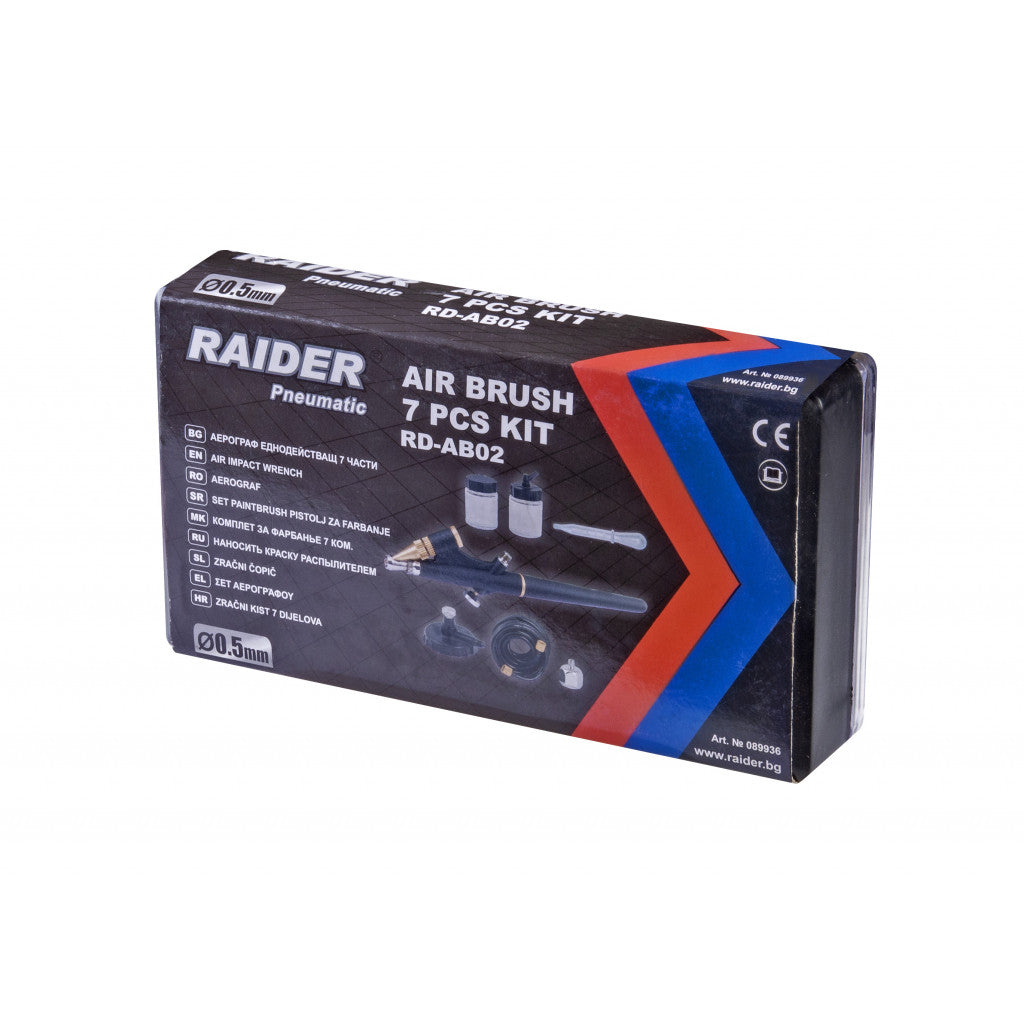 Аерограф еднодействащ ø0.5mm 7части к-т RAIDER RD-AB02 - снимка 3