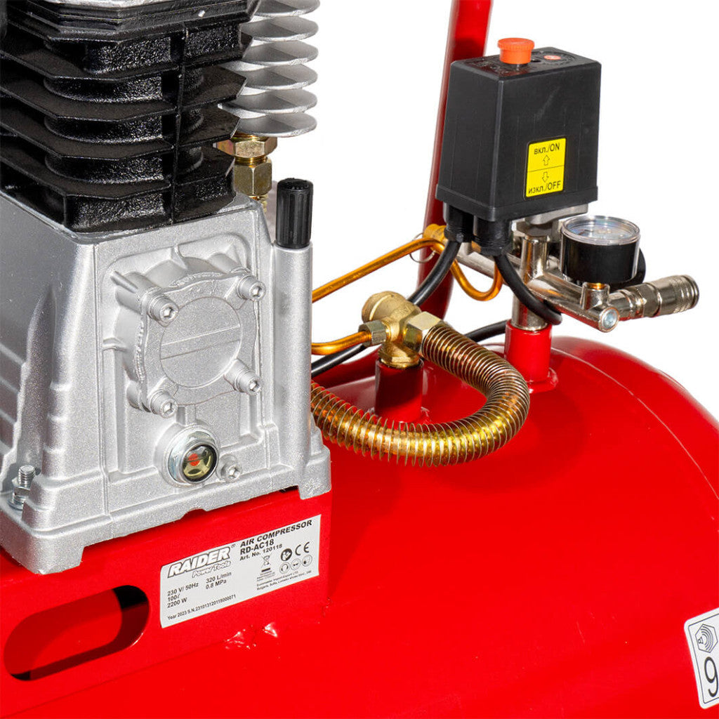 Компресор 100L 2.2kW 320L/min ремък RAIDER RD-AC18 - снимка 3