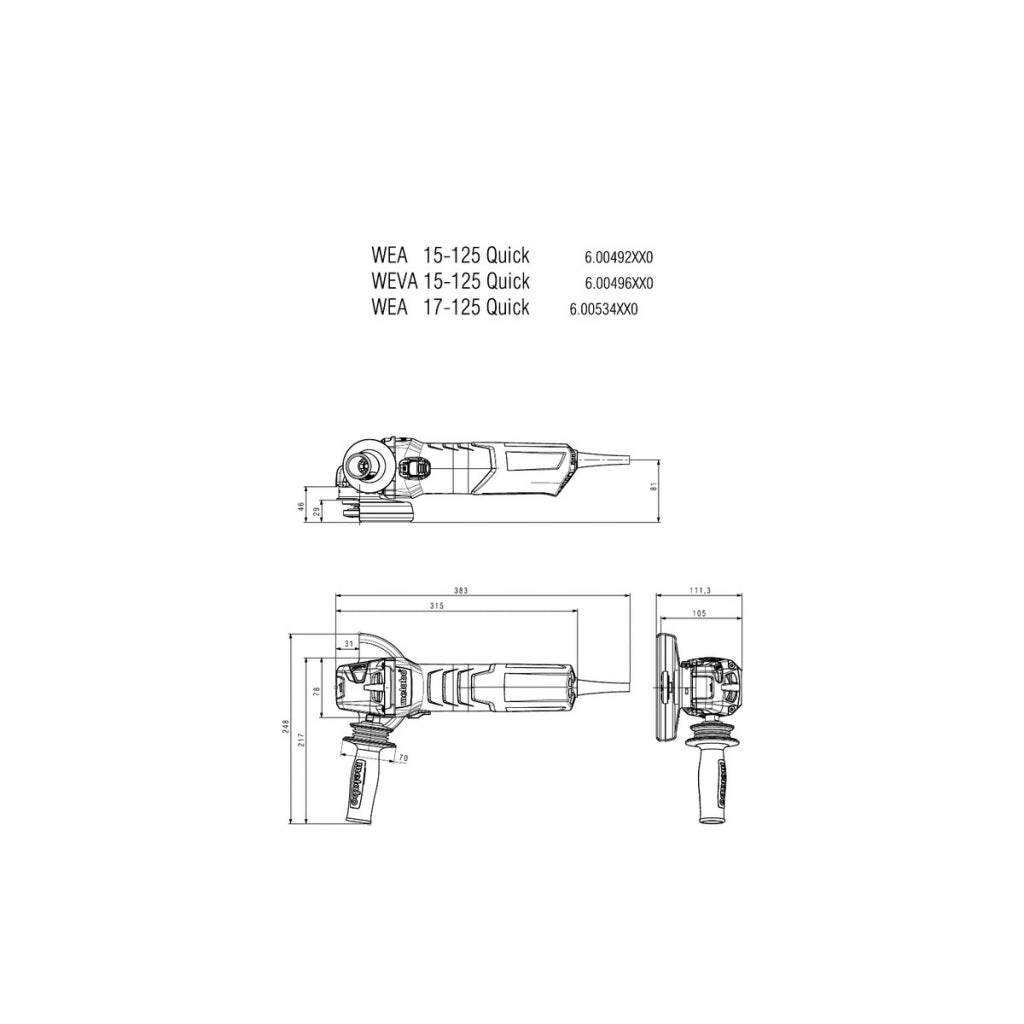 Ъглошлайф 125mm 1700W рег. обороти METABO WEV 17-125 QUICK - снимка 3
