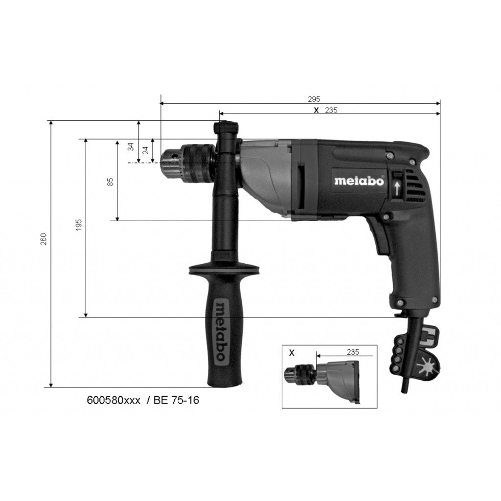 Бормашина 750W 75Nm METABO BE 75-16 ZKBF - снимка 3