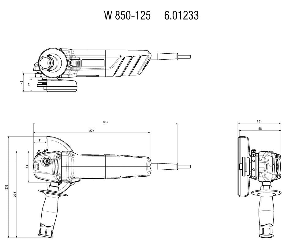 Ъглошлайф 125mm 850W METABO W 850-125 (изчерпано количество) - снимка 2