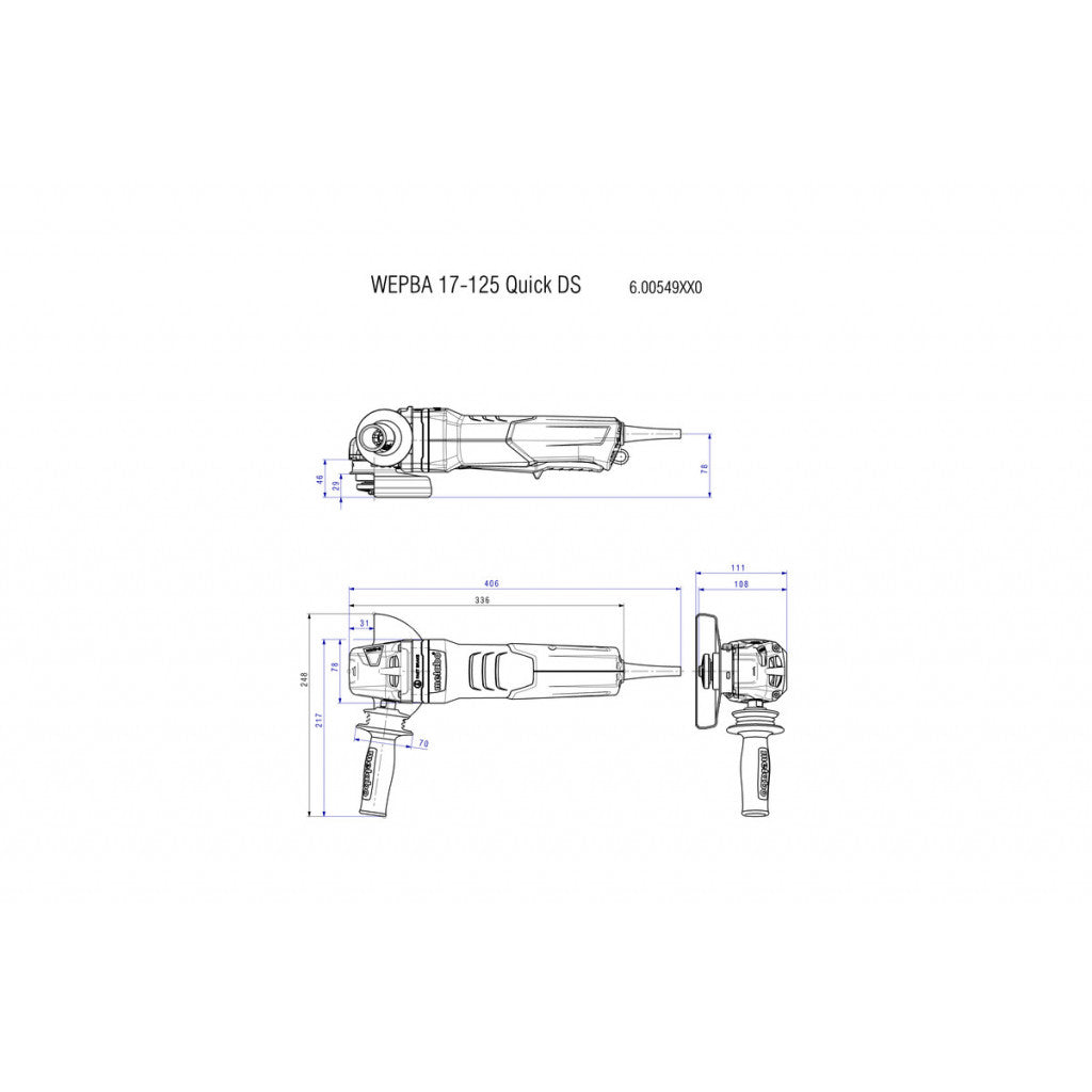 Ъглошлайф 125mm 1900W METABO WEPBA 19-125 Quick DS - снимка 3