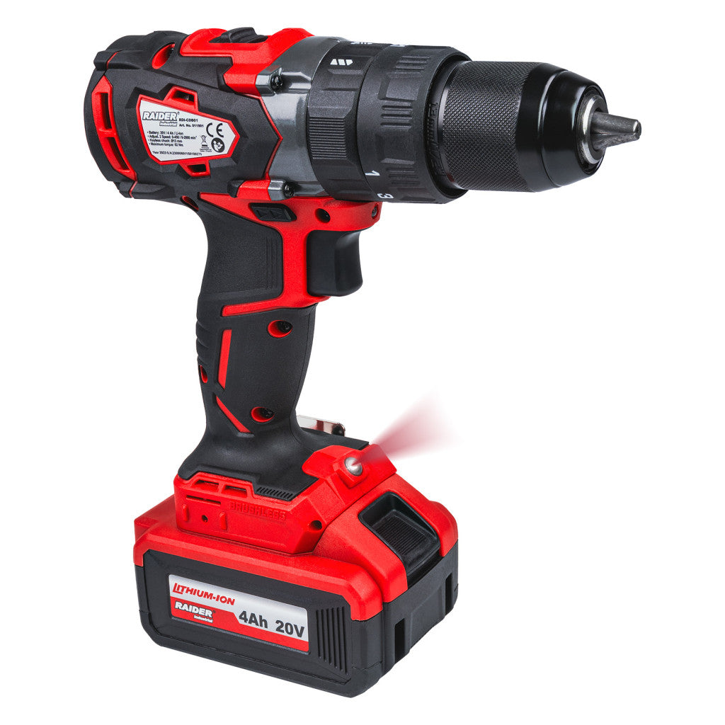 Бормашина акум. ударна 20V 2-ск. 2x4Ah 62Nm RAIDER INDUSTRIAL RDI-CDB01 - снимка 4