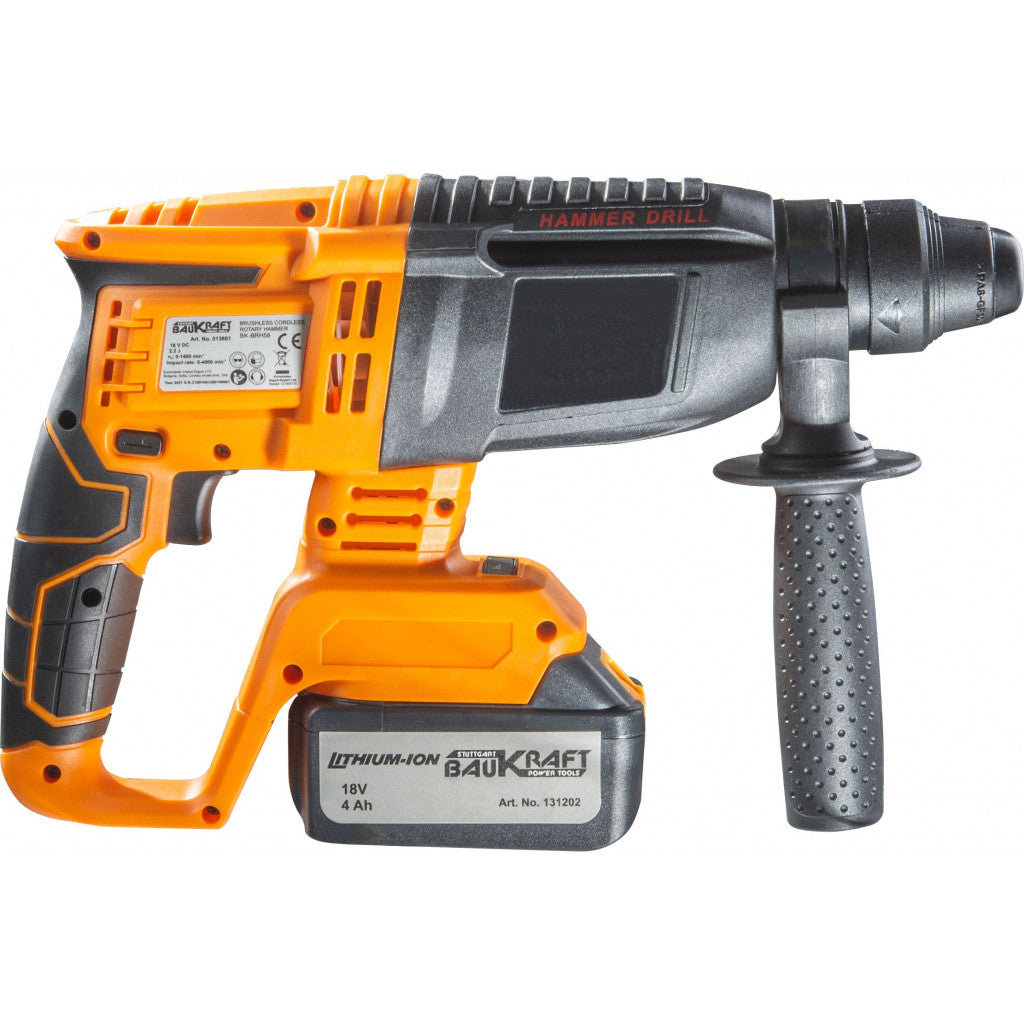 Перфоратор безч. SDS-plus 2.2J 4ф. 18V 4Ah куфар BAUKRAFT BK-BRH58 - снимка 4