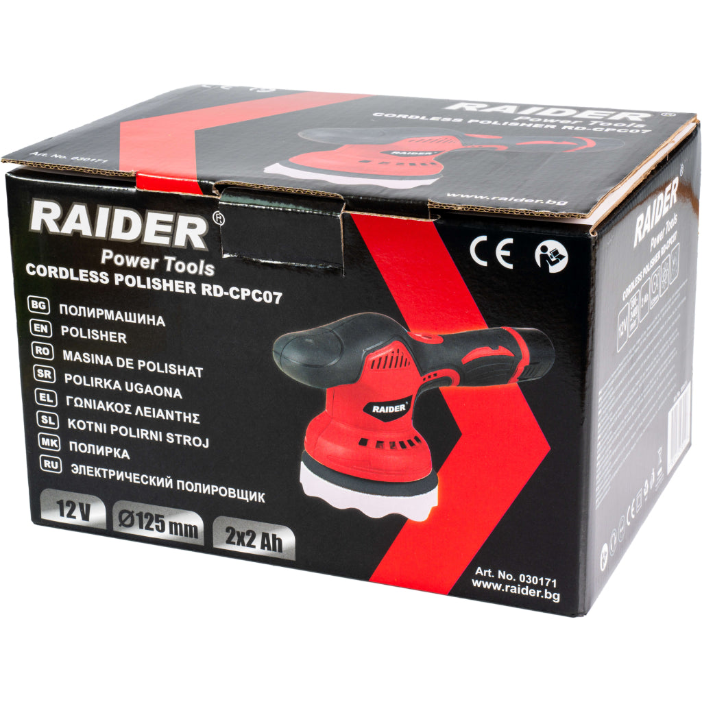 Полирмашина 12V Ø125mm 300-2400min-1 2x2Ah RAIDER RD-CPC07 - снимка 4