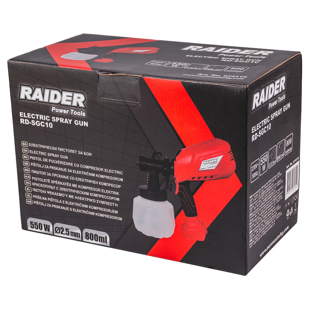 Пистолет за боя 550W Ø1.0 1.5 1.8 2.5mm 0,8L компр. RAIDER RD-SGC10 - снимка 4