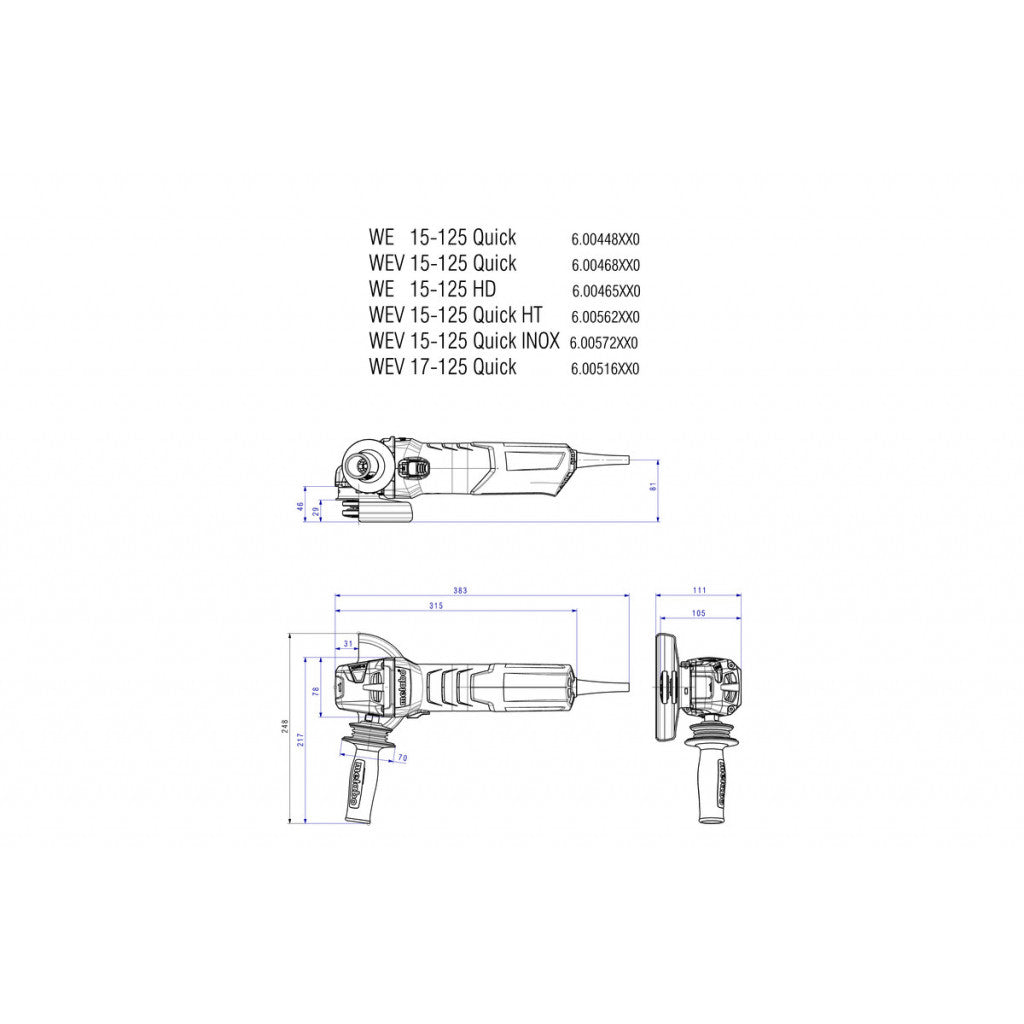 Ъглошлайф 125mm 1550W METABO WE 15-125 QUICK - снимка 4