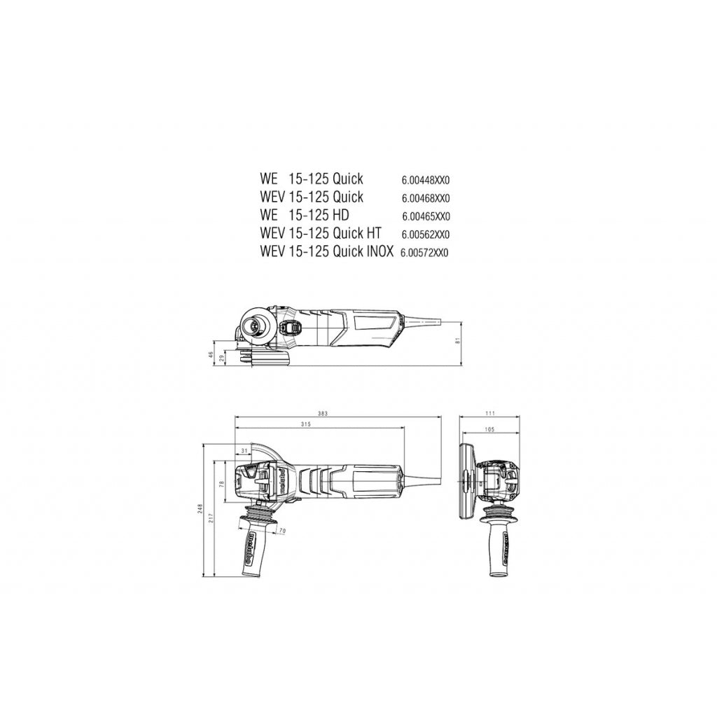 Ъглошлайф 125mm 1550W рег. обороти METABO WEV 15-125 QUICK - снимка 4