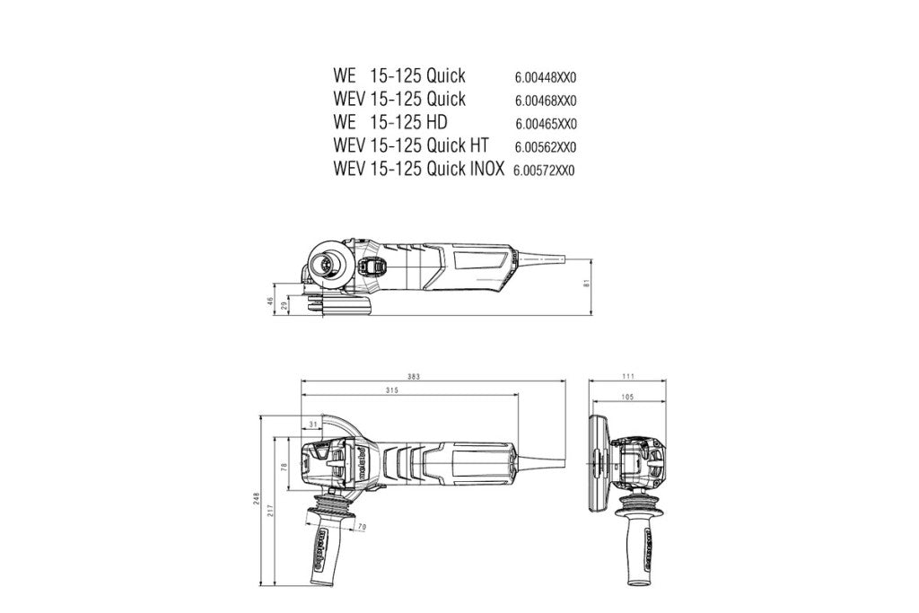 Ъглошлайф 125mm 1550W METABO WEV 15-125 QUICK INOX - снимка 4