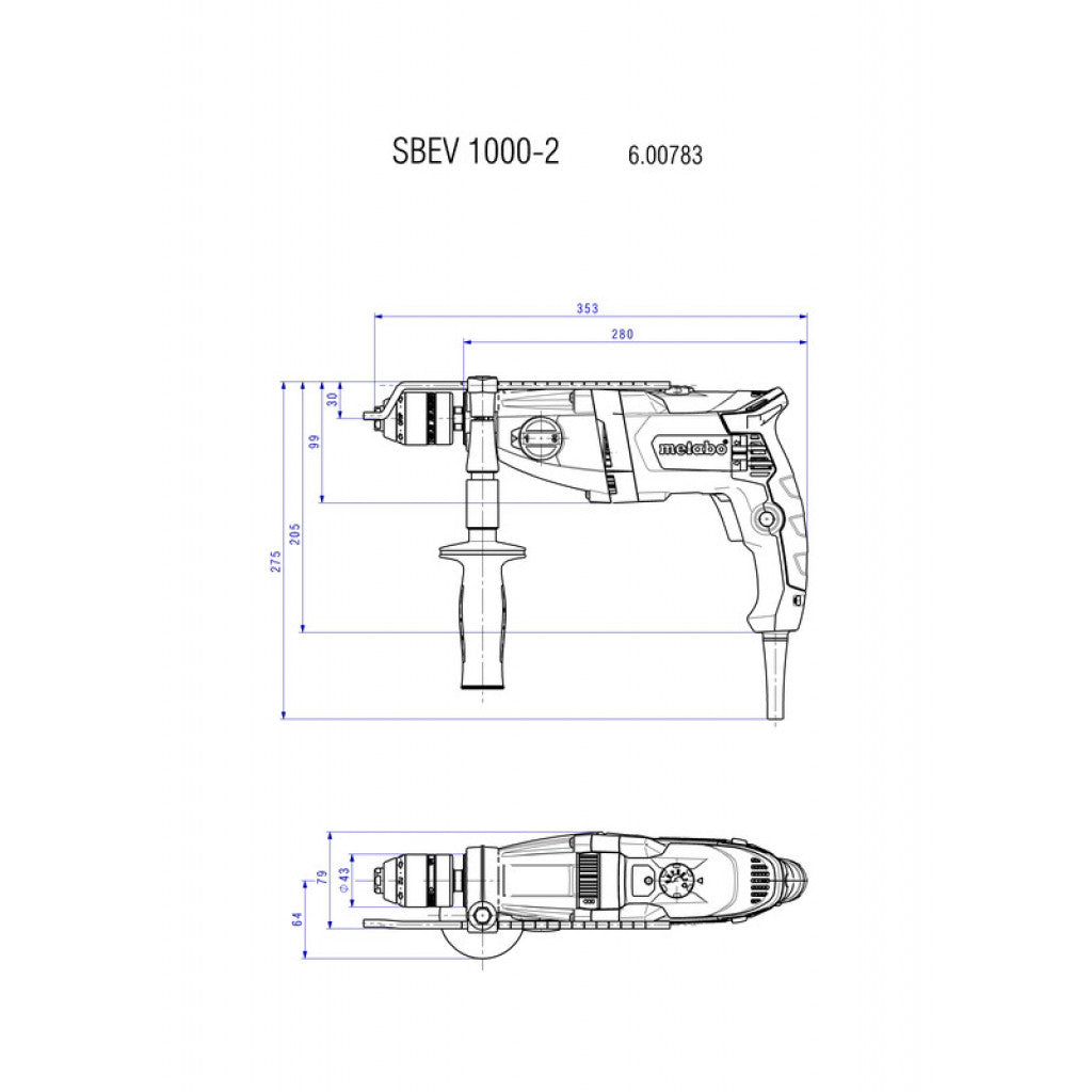 Бормашина ударна 1010W METABO SBEV 1000-2 ZKBF - снимка 4