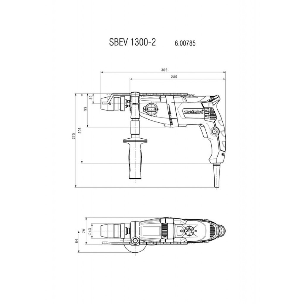 Бормашина ударна 1300W METABO SBEV 1300-2 ZKBF - снимка 4