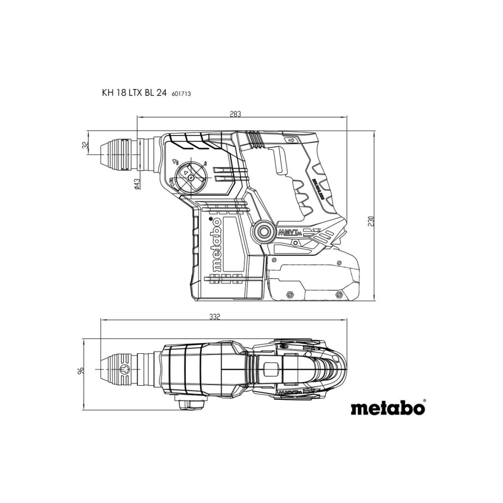 Перфоратор акум. 24mm METABO KH 18 LTX BL 24 SOLO - снимка 4