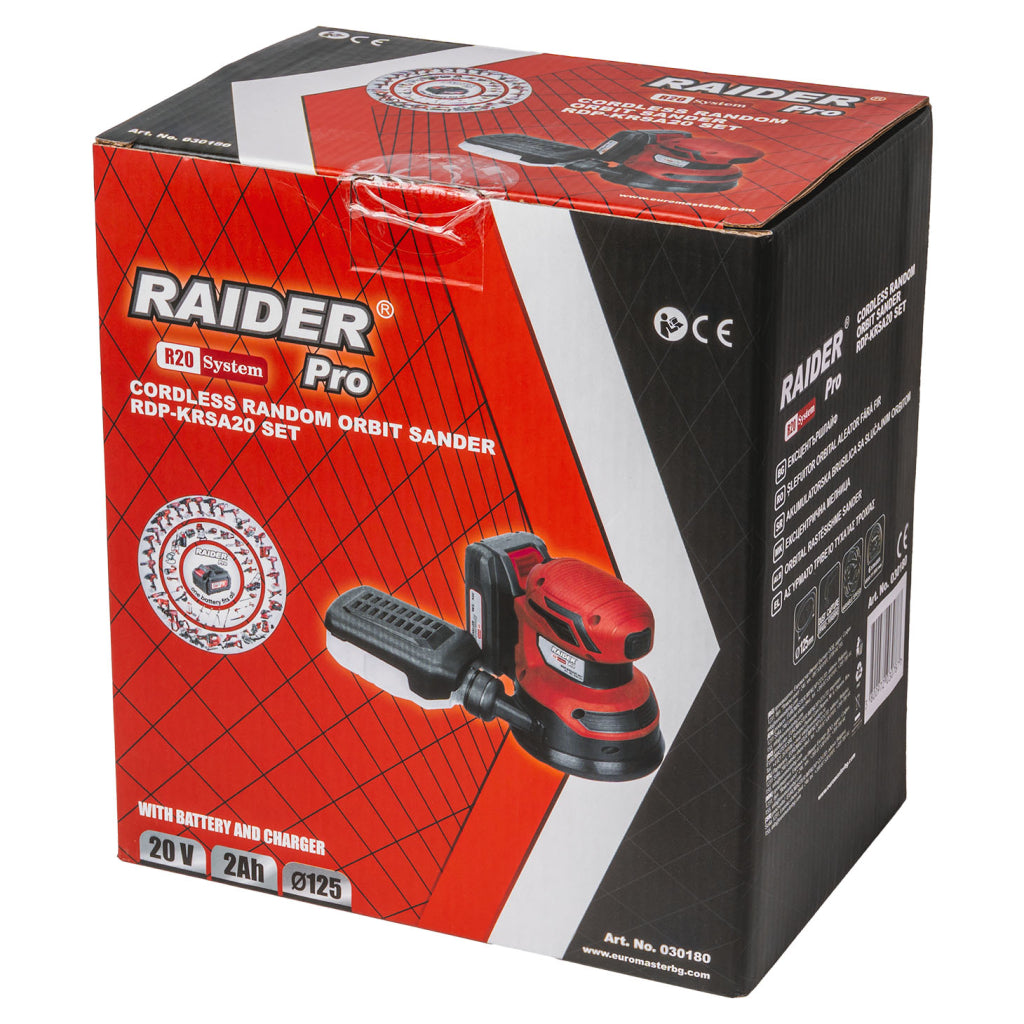 R20 Ексцентършлайф Ø125mm рег. обор. 2Ah RAIDER PRO RDP-KRSA20 - снимка 5