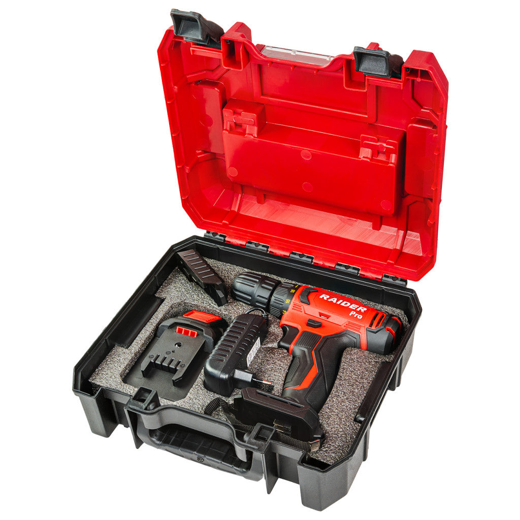 R20 Бормашина акум. 2-ск. 10mm 44Nm 2Ah куфар RAIDER PRO RDP-SPCD20 Set - снимка 5