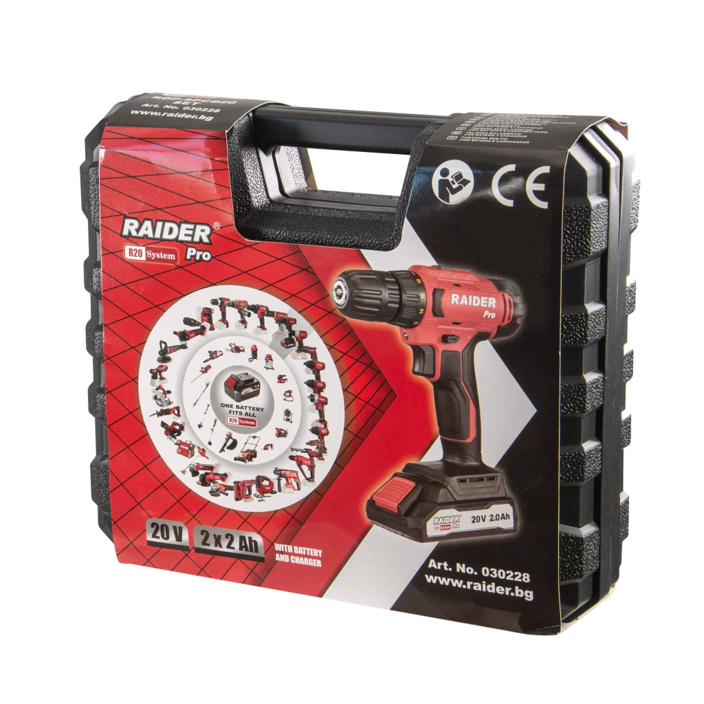 R20 Бормашина акум. 2-ск. 10mm 44Nm 2x2Ah куфар RAIDER PRO RDP-SPCD20 - снимка 5