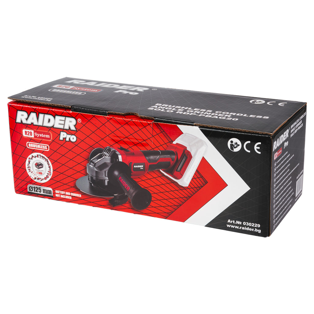 R20 Ъглошлайф акум. безчетков Ø125mm Solo RAIDER PRO RDP-PBAG20 - снимка 5