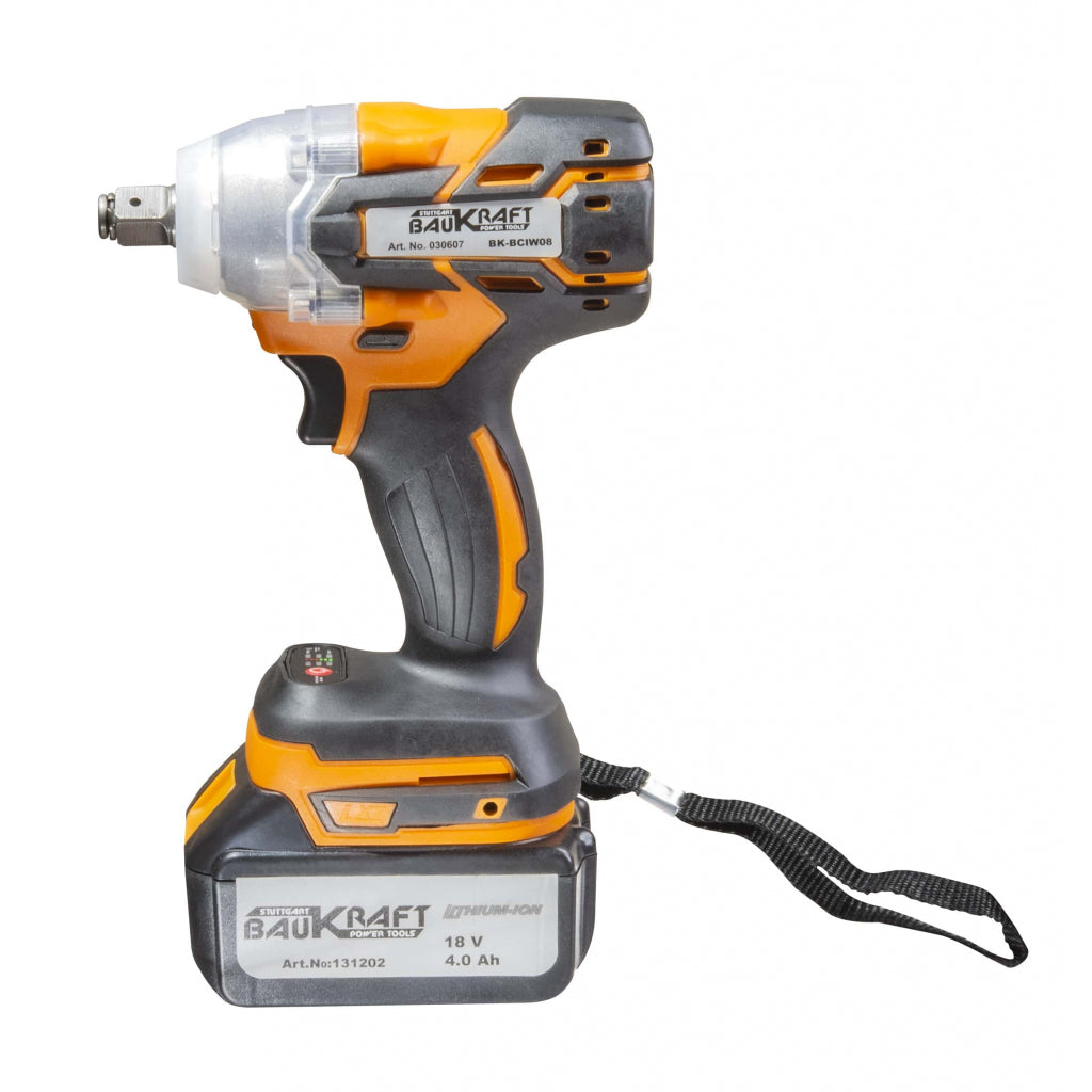 Гайковерт безч. 2-ск. 320Nm 1/2" 18V 4Ah куфар BAUKRAFT BK-BCIW08 - снимка 5