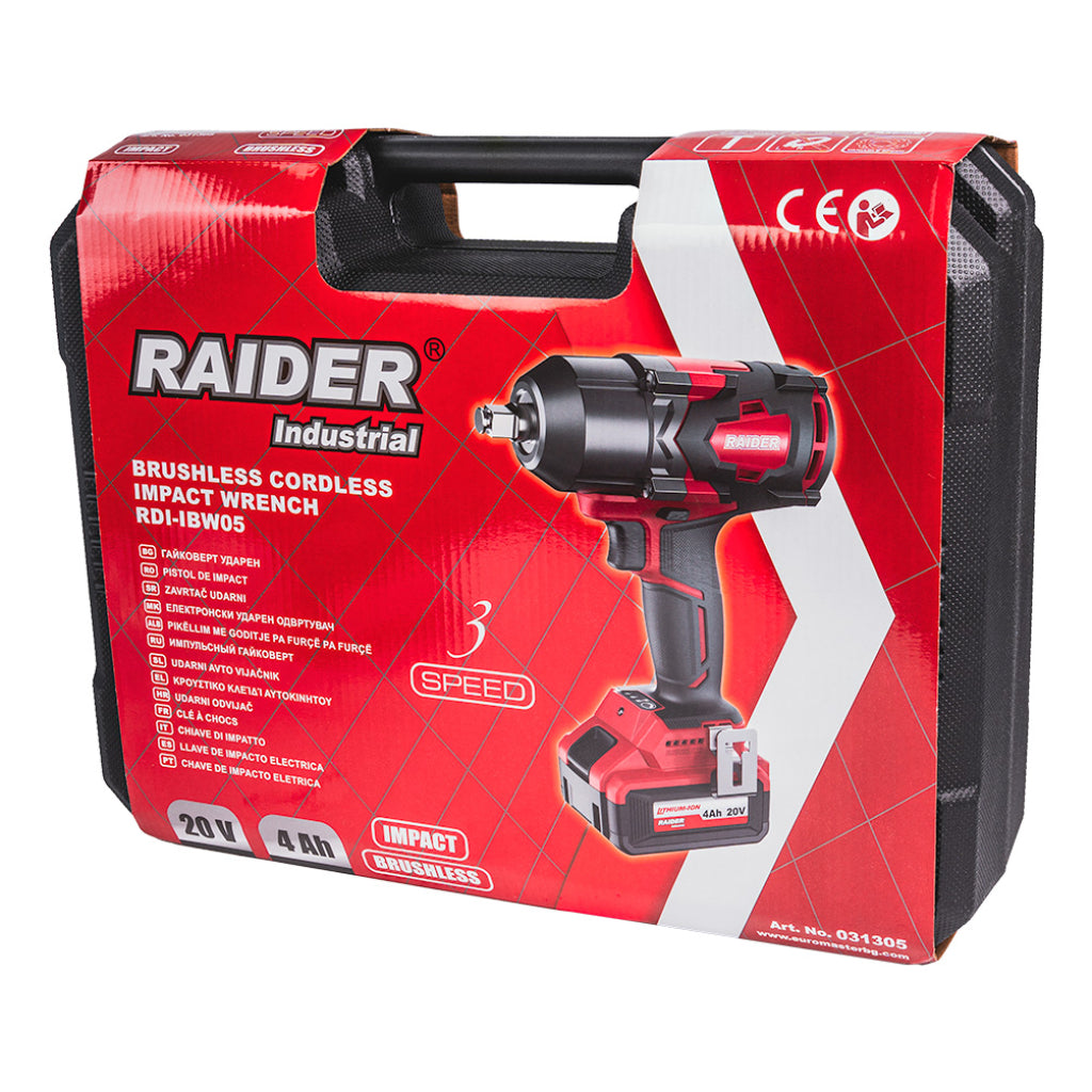 Гайковерт ударен безч. 20V 3-ск.4Ah 700Nm1/2"куфар RAIDER INDUSTRIAL RDI-IBW05 - снимка 5