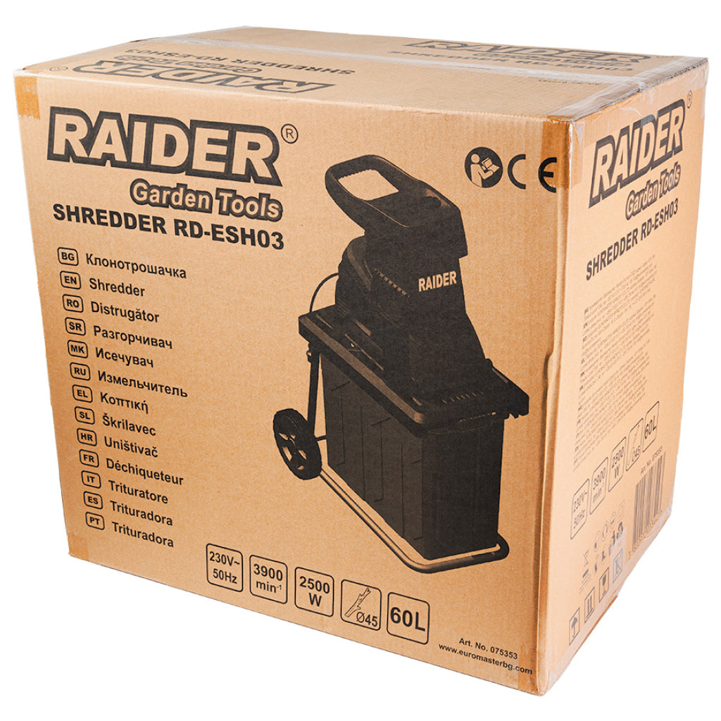 Клонотрошачка 2500W 45mm с кош 60L RAIDER RD-ESH03 - снимка 5