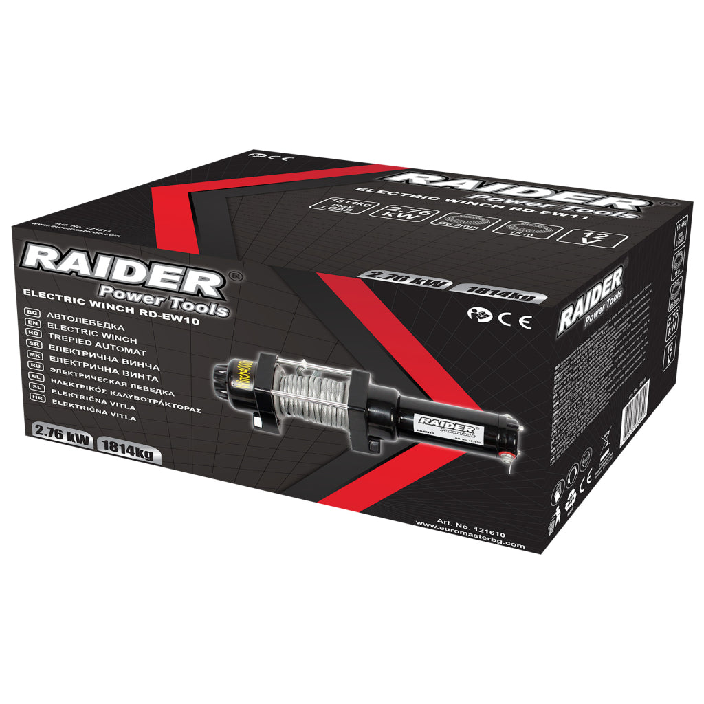 Автолебедка 12V 1814kg 4000lbs 2.76 kW Ø6.3mm 15m RAIDER RD-EW10 - снимка 5