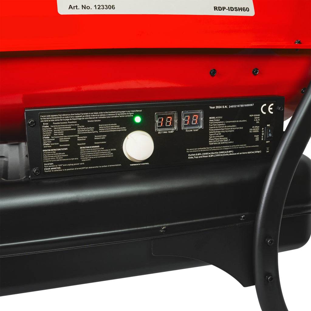 Калорифер нафтов 50kW индиректен 50L 4,6L/h 800m3 RAIDER PRO RDP-IDSH60 - снимка 5