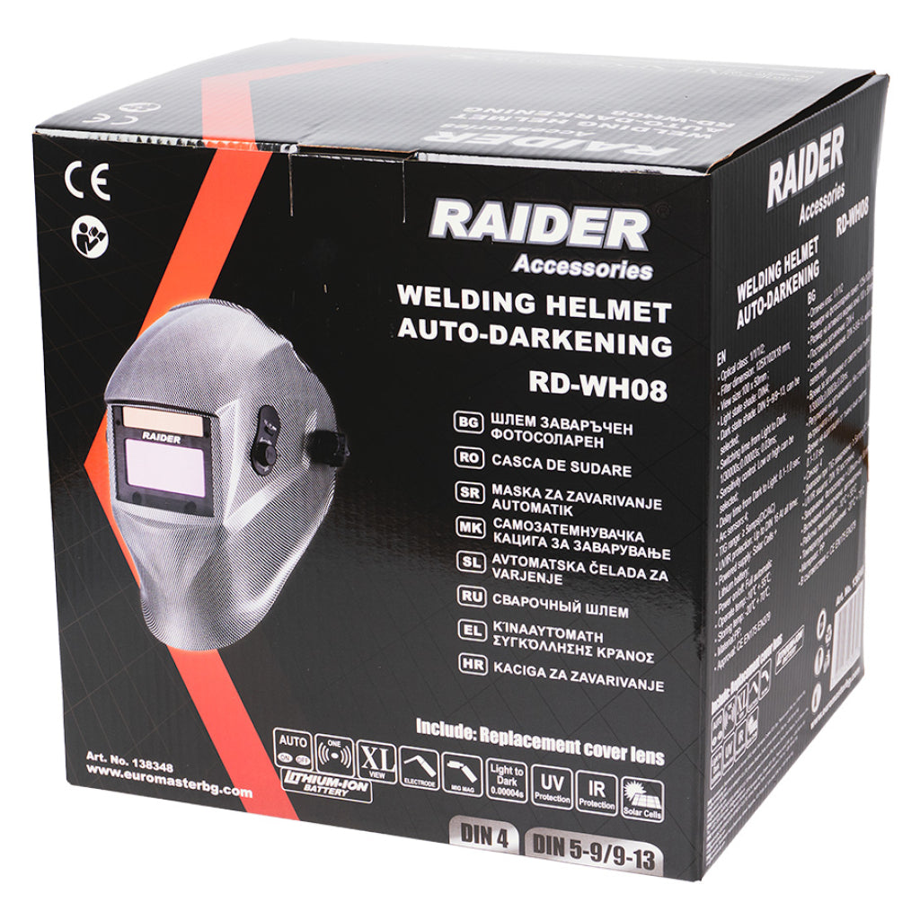 Шлем заваръчен фотосоларен DIN 9-13 Gr 100x50 RAIDER RD-WH08 - снимка 5