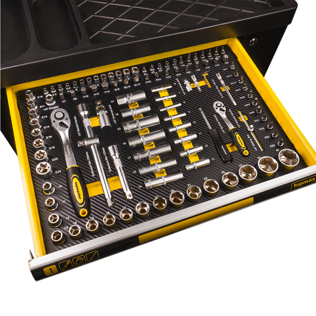 Количка за инструменти комплект 7 чекмеджета -219 части Topmaster Professional - снимка 5