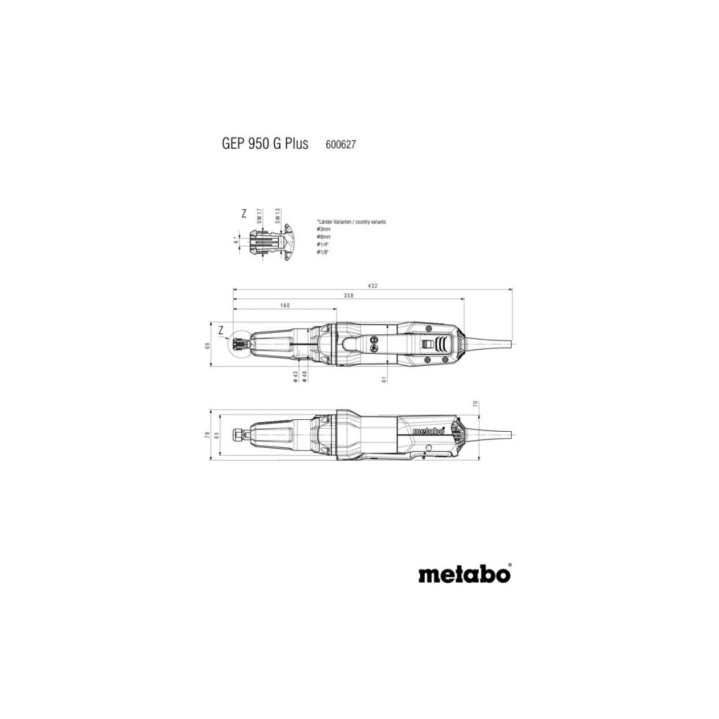 Шлайф прав удължен 950W рег. обороти METABO GEP 950 G PLUS - снимка 5
