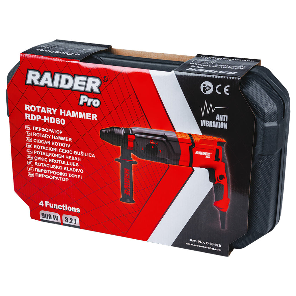 Перфоратор 900W 2.8kg 28mm 3,2J 4функции ABC куфар RAIDER PRO RDP-HD60 - снимка 6