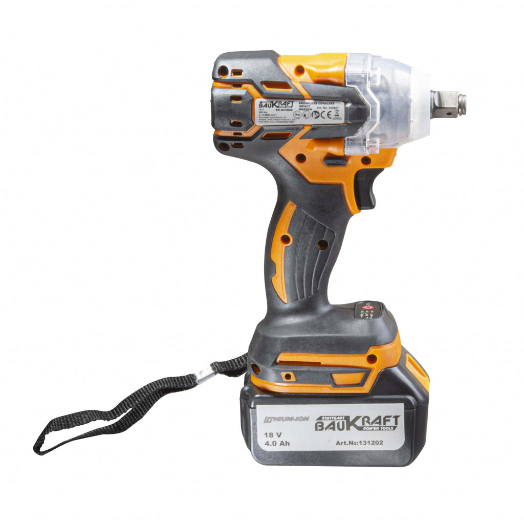 Гайковерт безч. 2-ск. 320Nm 1/2" 18V 4Ah куфар BAUKRAFT BK-BCIW08 - снимка 6